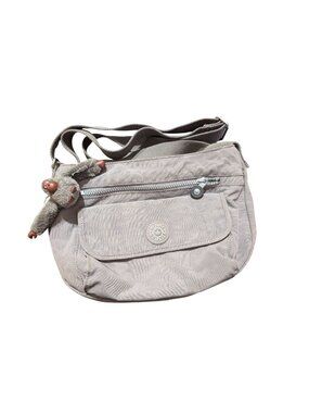 Kipling Gray Lightweight Crossbody Bag Adjustable Strap & Monkey Keychain